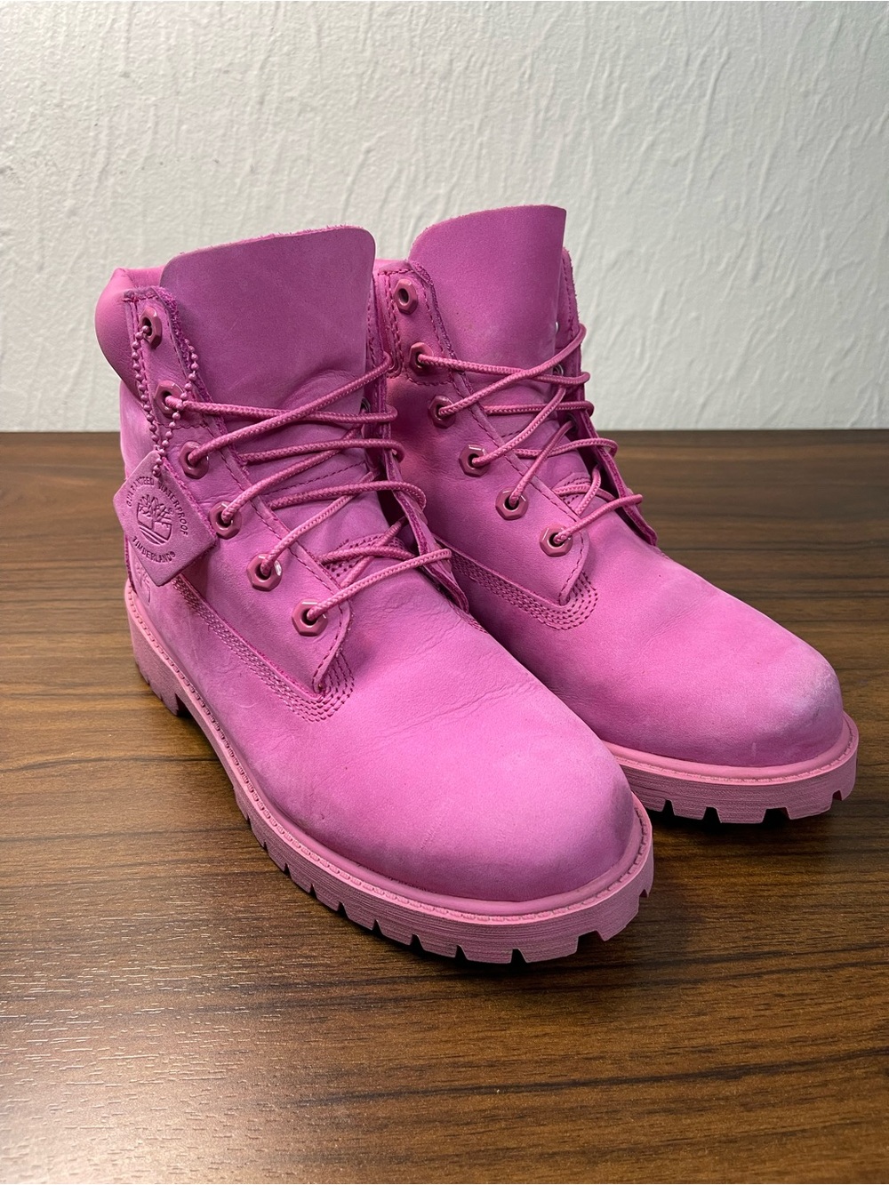 Timberland A148W Primaloft Pink Premium Leather Waterproof Boots Girls Size 5.0